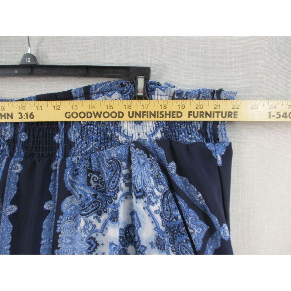 Truly 4 You Womens Navy Blue Paisley Smocked Waist Midi Skirt Large L Bandana - Picture 7 of 11